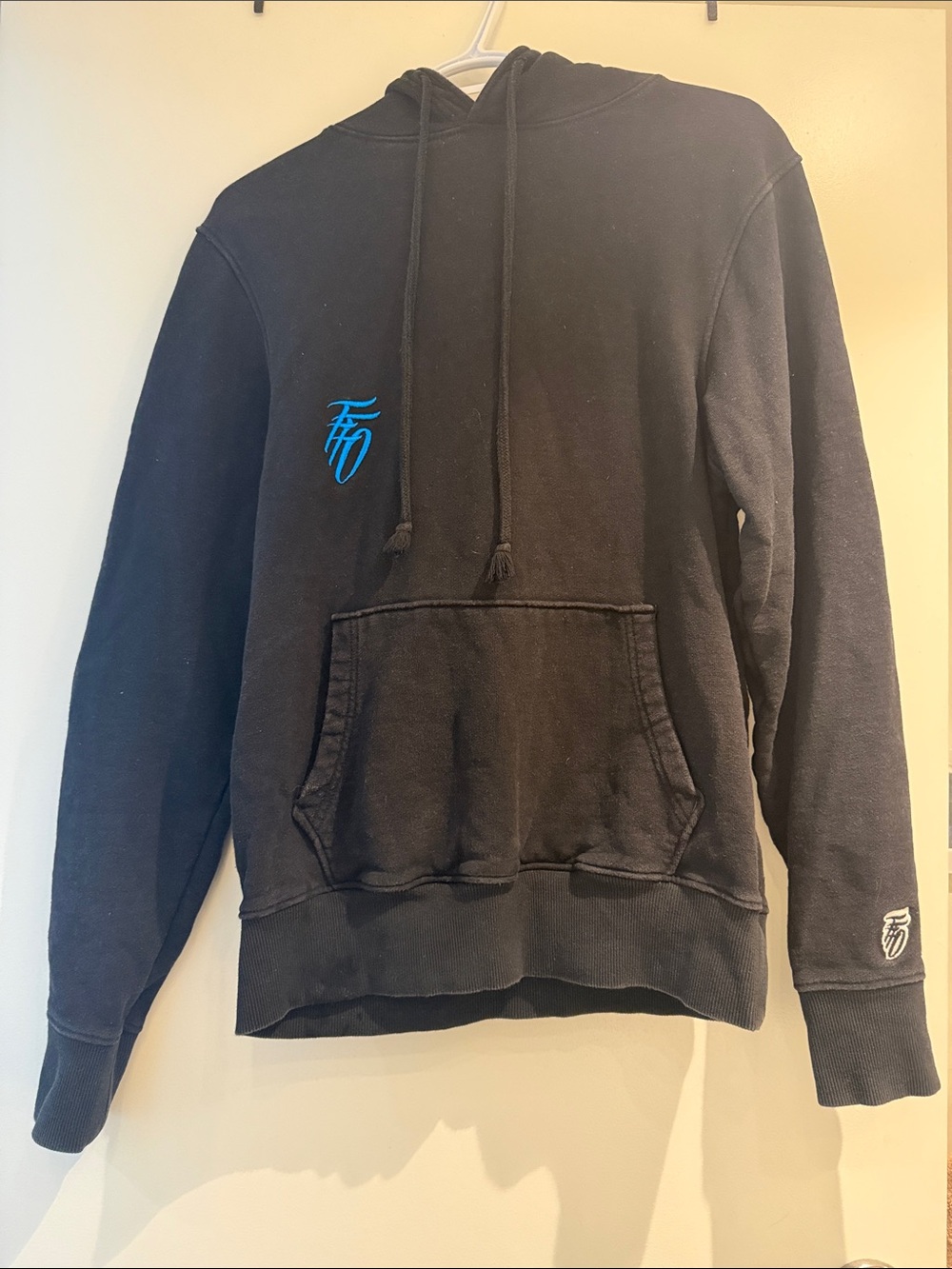 FFO Hoodie with Blue Embroidered Logo and Teddy on the back